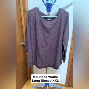 Maurices Burgundy Waffle Knit Long Sleeve Tee